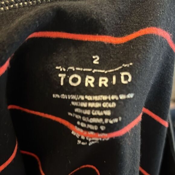 Torrid Black Orange Coral Striped Skirt Casual Event Contemporary Office Work - Picture 9 of 9